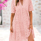 Robe courte décontractée élégante en dentelle ajourée à volants pour femme