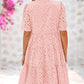 Robe courte décontractée élégante en dentelle ajourée à volants pour femme