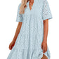 Robe courte décontractée élégante en dentelle ajourée à volants pour femme