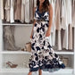 Robe Longue Fleurie Sans Manches à Col en V pour Femme