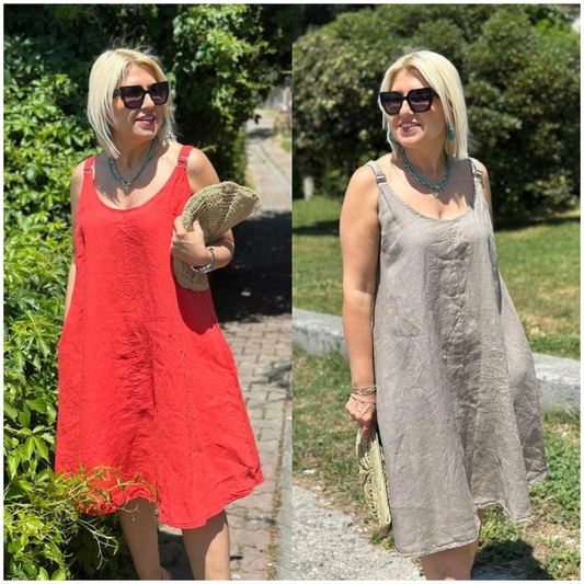Robe décontractée sans manches à col rond pour femme