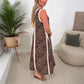 Robe Longue Sans Manches à Col en V avec Imprimé Léopard et Fausse Fente pour Femme
