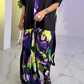 Robe Longue à Manches Courtes avec Motif Colorblock pour Femme