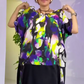 Robe Longue à Manches Courtes avec Motif Colorblock pour Femme