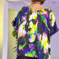 Robe Longue à Manches Courtes avec Motif Colorblock pour Femme