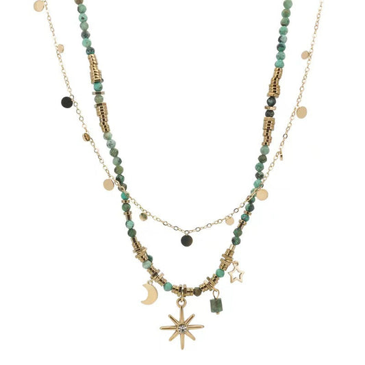 Collier de Clavicule Rétro Superposé à Couches pour Femme