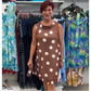 Robe à pois et fleurs sans manches avec taille ajustable