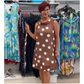 Robe à pois et fleurs sans manches avec taille ajustable