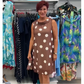 Robe à pois et fleurs sans manches avec taille ajustable
