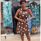 Robe à pois et fleurs sans manches avec taille ajustable