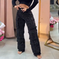 💎  Pantalon large à poches pour femmes, orné de diamants | Léger et élégant  ✨