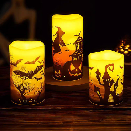 3 Pièces Bougies LED Sans Flamme pour Halloween à Piles