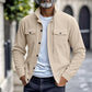 Veste boutonnée en velours côtelé à manches longues pour homme
