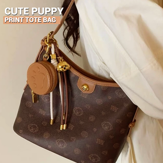 Grand sac fourre-tout avec imprimé chiot mignon