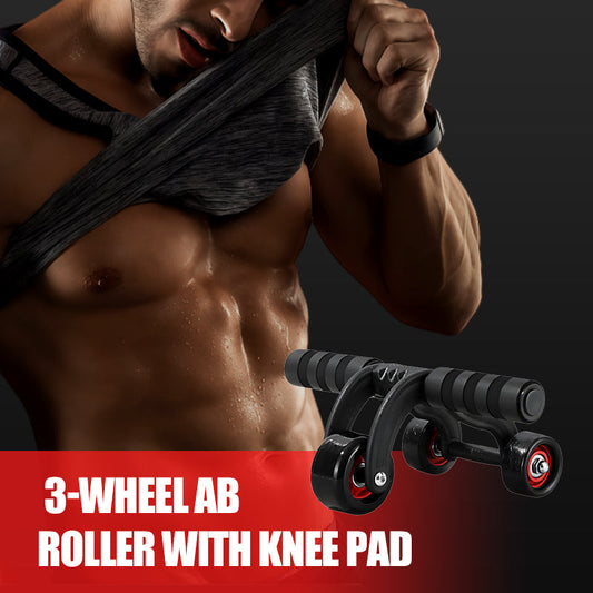 Rouleau abdominal à 3 roues avec genouillère