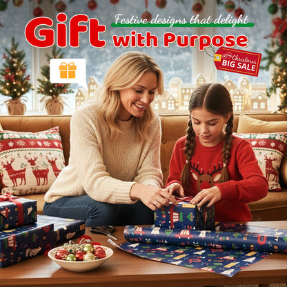 Feuille de papier d'emballage cadeau de Noël 70 x 50 cm