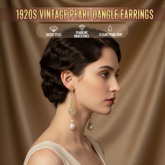 Boucles d’oreilles pendantes vintage des années 1920 en fausses perles