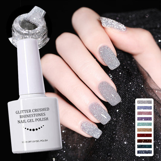 Vernis à ongles gel pailleté avec strass concassés