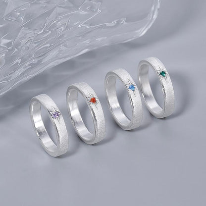 Bague Étoile Brossée avec Pierres Artificielles Scintillantes