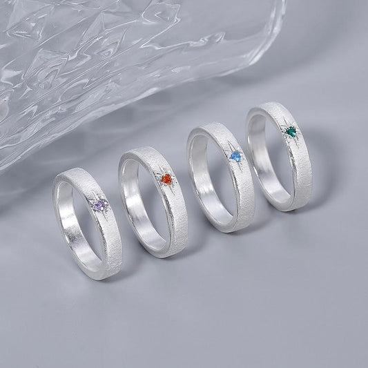 Bague Étoile Brossée avec Pierres Artificielles Scintillantes