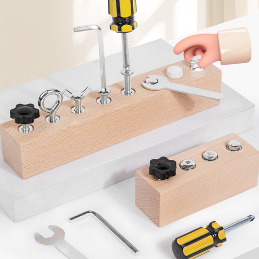 Jouet Montessori en Bois – Planche avec Vis et Tournevis