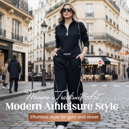 💃OFFRE SPÉCIALE - DÉJÀ TERMINÉ : 60 % DE RÉDUCTION🌸Ensemble de survêtement décontracté à demi-zip pour femme