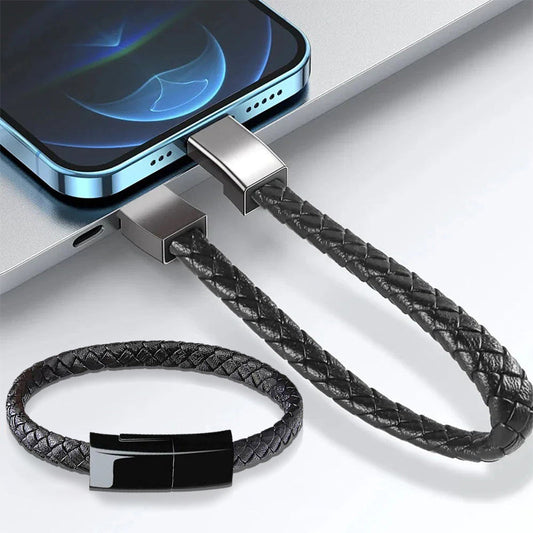 Câble bracelet portable à charge rapide compatible iPhone, Android et USB-C