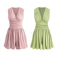👗 50 % DE RÉDUCTION EN CE MOMENT ! 💐 Combinaison sans manches à col en V et taille froncée pour femme 🏖️