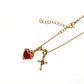📢📢50 % DE RÉDUCTION !! ⏰Collier avec pendentif « Sacré-Cœur et Croix de la Rose »