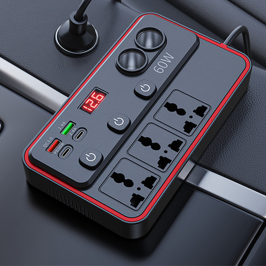 Chargeur de voiture multifonctionnel avec prises secteur et ports USB