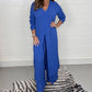 Ensemble femme 2 pièces ample – haut long fendu et pantalon