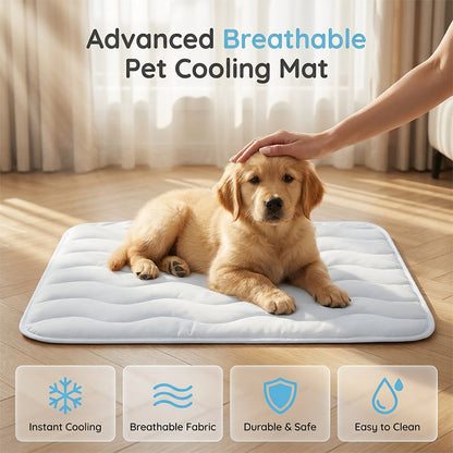 ❄️[Soldes d'été] Tapis rafraîchissant en soie glacée pour animaux – Coussin rafraîchissant d'été pour chiens et chats, respirant et lavable, pour une utilisation intérieure et extérieure, léger et idéal pour les cages et les canapés