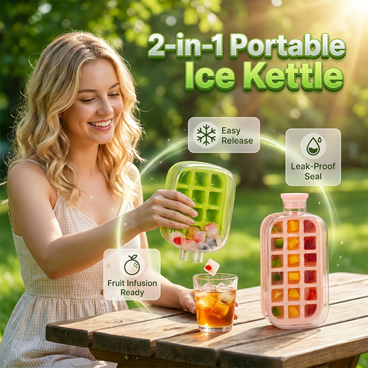 💧🧊 Bouteille à cocktail double fonction avec moule à glaçons intégré | Sans BPA, en silicone sûr, idéale pour le sport et les voyages ✅