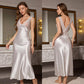 👗 50% DE RÉDUCTION ✨ Nuisette élégante à col en V – Satin doux & fines bretelles – Taille fluide, parfaite pour un look chic ou décontracté – idéale pour les soirées ou la maison 🌙