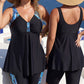 👙🔥 -50% ! Tankini Deux Pièces Femme Grande Taille Shorty – Haut Trapèze Effet Ventre Plat Amincissant, Shorty Couvrant Hanches Cuisses Maintien Actif, Col V Soutien Bretelles Larges · Noir · 1XL-6XL ✨