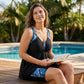 👙🔥 -50% ! Tankini Deux Pièces Femme Grande Taille Shorty – Haut Trapèze Effet Ventre Plat Amincissant, Shorty Couvrant Hanches Cuisses Maintien Actif, Col V Soutien Bretelles Larges · Noir · 1XL-6XL ✨