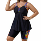 👙🔥 -50% ! Tankini Deux Pièces Femme Grande Taille Shorty – Haut Trapèze Effet Ventre Plat Amincissant, Shorty Couvrant Hanches Cuisses Maintien Actif, Col V Soutien Bretelles Larges · Noir · 1XL-6XL ✨