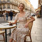 Robe midi à fleurs smockée à encolure carrée pour femme