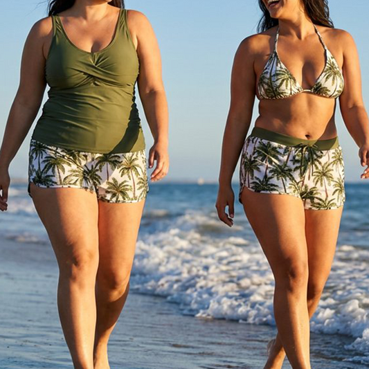 🌸 -50% ! 🦋 Ensemble Tankini Élégant 3 Pièces – Coupe Flatteuse, Imprimé Tropical Tendance & Dos Croisé – Idéal pour la Plage et la Piscine ✨