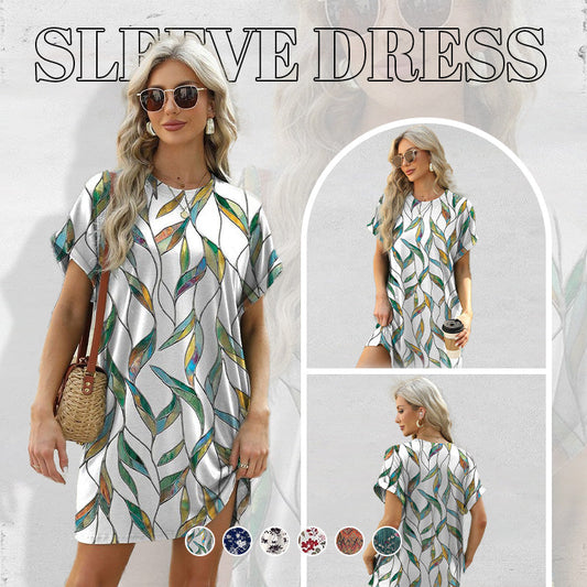 👗 50% DE RÉDUCTION 🌸 Robe décontractée à manches courtes – Imprimés polyvalents & coupe légère – Parfaite pour l’été, le quotidien ou les voyages – look frais et facile à porter ☀️✨🌿