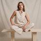 💕 50% DE RÉDUCTION! 👗 Ensemble Femme Minimaliste – Top sans manches & pantalon large – Coupe fluide, confortable & élégante – Parfait pour un look épuré au quotidien 🌿