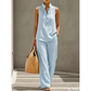 💕 50% DE RÉDUCTION! 👗 Ensemble Femme Minimaliste – Top sans manches & pantalon large – Coupe fluide, confortable & élégante – Parfait pour un look épuré au quotidien 🌿