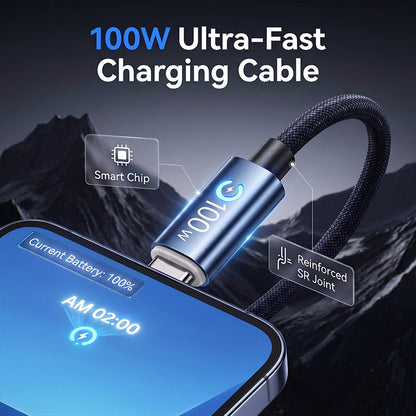 ⚡PROMO -50% !🔌Câble Type-C 100W tressé nylon, puce E-Marker, charge rapide pour tous appareils📱