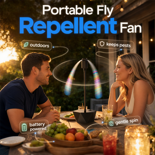 Ventilateur anti-mouches rétractable et rechargeable par USB pour l'extérieur