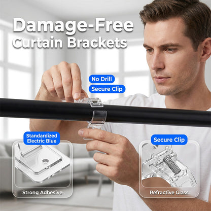 💪PROMO FLASH : 50% DE RÉDUCTION ! Supports de Tringle à Rideaux Autocollants Sans Perçage – Charge 7,7 kg & Pince à Ressort Autobloquante for des Rideaux Installés en Secondes Sans Trous ✨