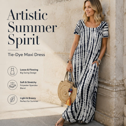 🌸 -50% MAINTENANT ! 🌸Robe décontractée ample pour femme, imprimé tie-dye