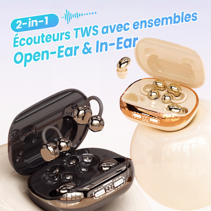 🔥 50% DE RÉDUCTION ! ✨Écouteurs TWS 2-en-1 avec kits oreille ouverte et intra-auriculaires