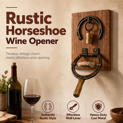 🥂🛒 -50% ! 🪠 Déboucheur à Vin Fer à Cheval Vintage Mural – Levier Précision, Style Rustique & Fonte Naturelle.