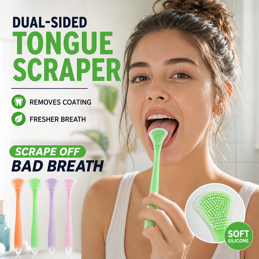 💥🔥‑50% Réduction  ! Grattoir lingual silicone double face 🦷 Ergonomique, nettoyage en douceur, soin bucco‑dentaire au quotidien 💧