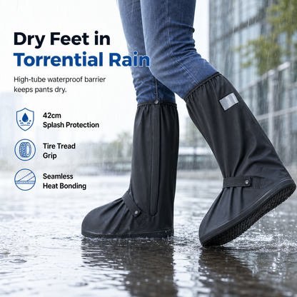 👢 PROMO FLASH : 50% DE RÉDUCTION ! Couvre-Chaussures Imperméables en Silicone à Tige Haute – PVC Renforcé & Bandes Réfléchissantes for des Pieds au Sec Sous la Pluie 🌧️✨